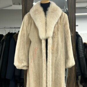 MINK cream Long coat size Large NOW ONLY $2500
